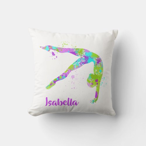 Paint Splatter Gymnastics Throw Pillow