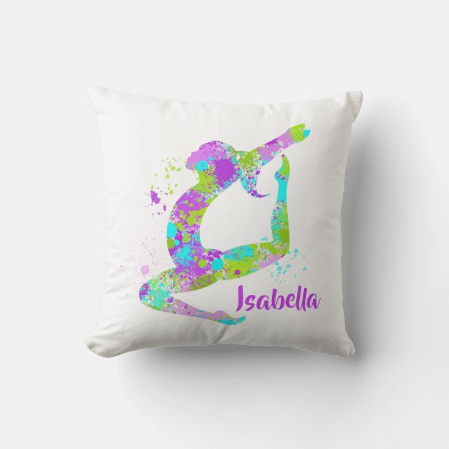 Paint Splatter Gymnastics Throw Pillow (Front)