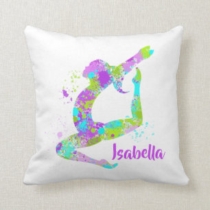 Paint Splatter Gymnastics Throw Pillow