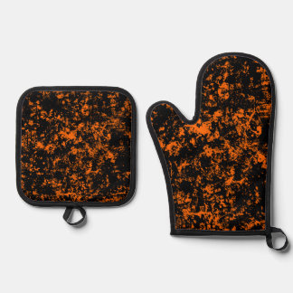 Paint Splatter- Halloween Colors (Black & Orange) Oven Mitt & Pot Holder Set