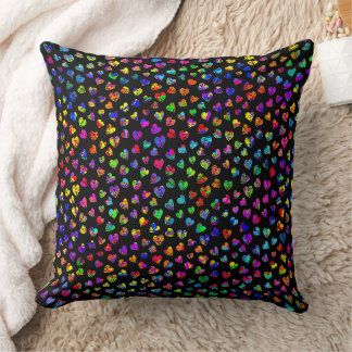 Paint Splatter Hearts Throw Pillow