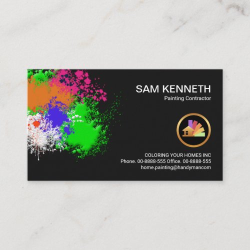 Paint Splatter Home Painting Contractor Business Card