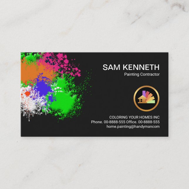 Paint Splatter Home Painting Contractor Business Card (Front)