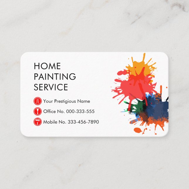 Paint Splatter Home Painting Painter Business Card (Front)