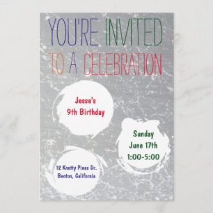 Paint Splatter Invite   Colorful Kids Party