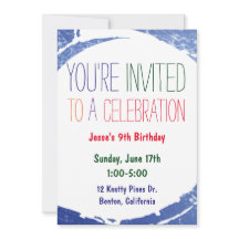 Paint Splatter Invite | Kids Blue Pool Party