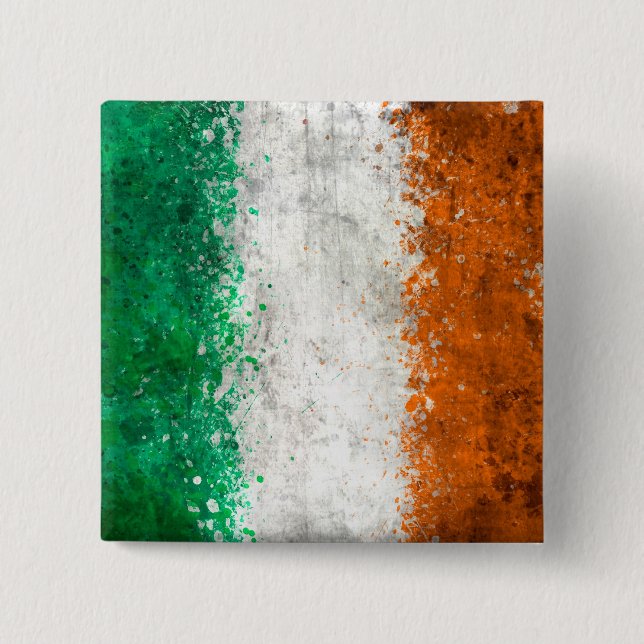 Paint Splatter Irish Flag Button (Front)