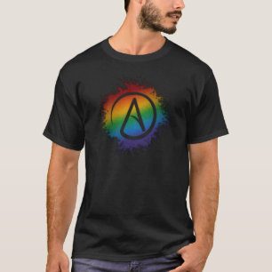Paint Splatter LGBTQ Pride Rainbow Atheist Symbol T-Shirt