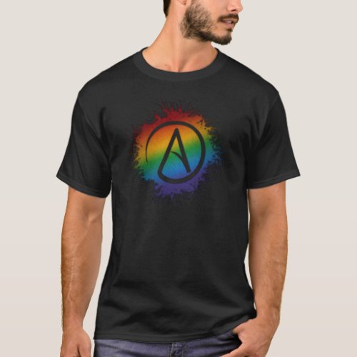 Paint Splatter LGBTQ Pride Rainbow Atheist Symbol T_Shirt