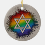 Paint Splatter Lgbtq Rainbow Star Of David Ceramic Ornament at Zazzle