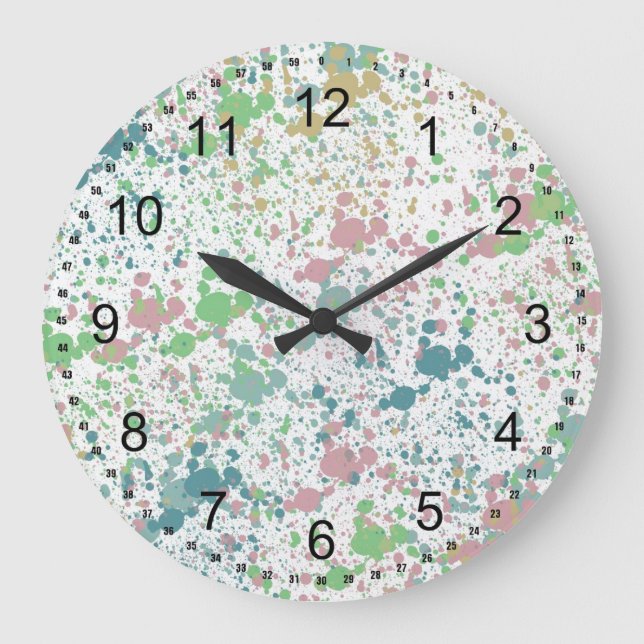 Paint Splatter Mix Large Clock (Front)