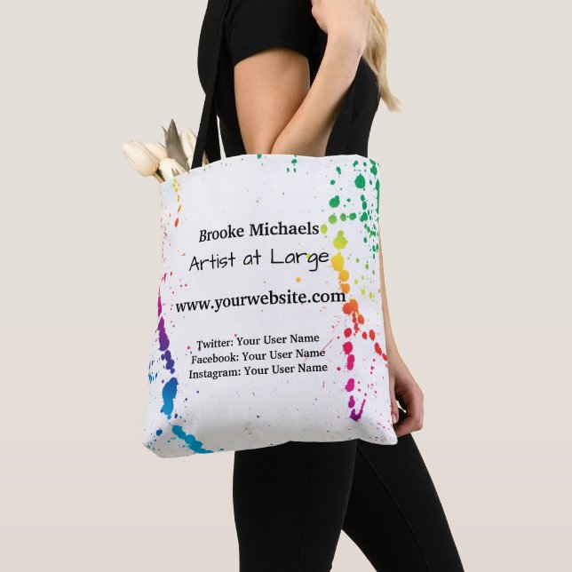 [Paint Splatter] Modern Abstract Artist White Tote Bag (Close Up)