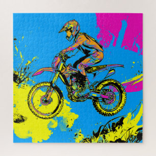 Paint Splatter - Motocross Rider Jigsaw Puzzle