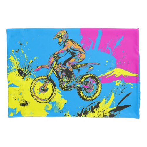 Paint Splatter _ Motocross Rider Pillow Case