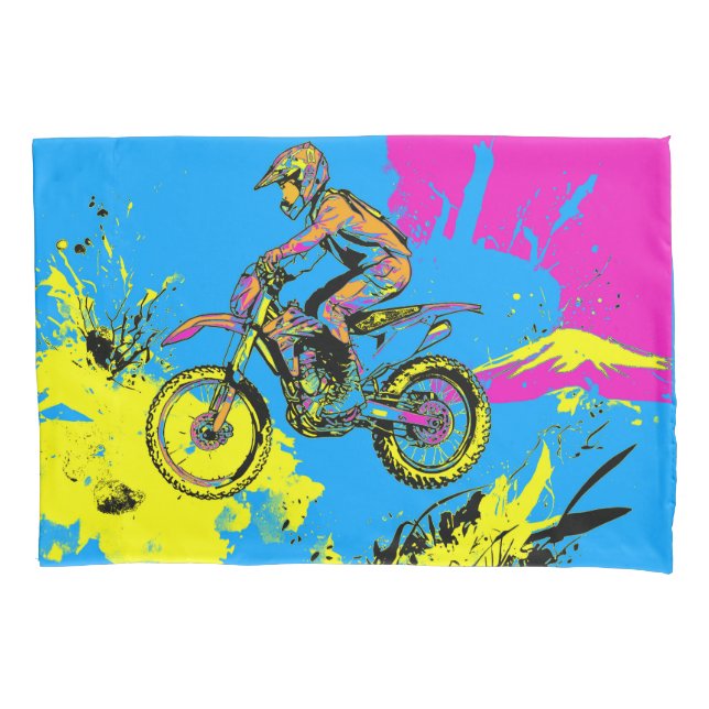 Paint Splatter - Motocross Rider Pillow Case (Front)