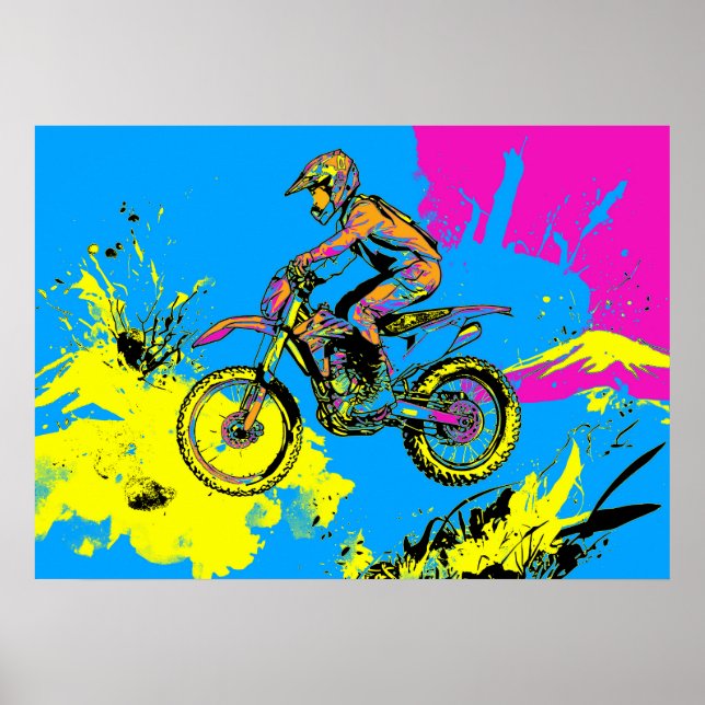 Paint Splatter - Motocross Rider Poster (Front)