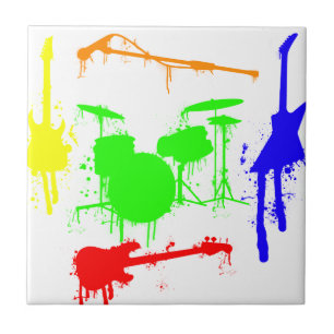Paint Splatter Musical instruments Band Graffiti Ceramic Tile