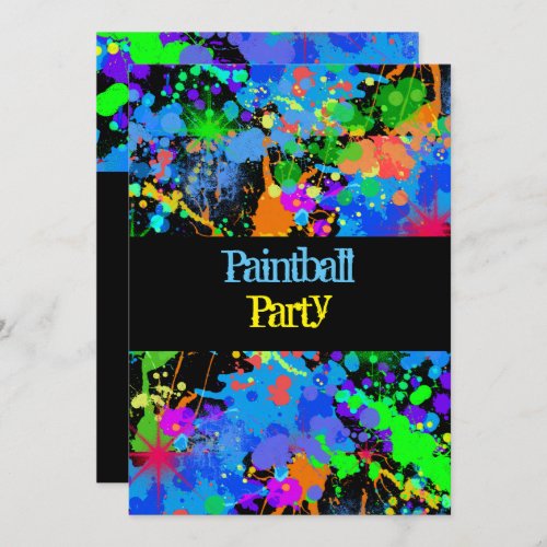 Paint Splatter Neon Birthday Invitation