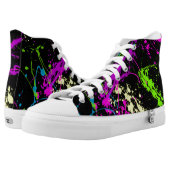 Paint Splatter Neon Graffiti Splash Black High-Top (Pair)