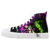 Paint Splatter Neon Graffiti Splash Black High-Top (Left Shoe Outside)