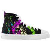 Paint Splatter Neon Graffiti Splash Black High-Top (Left Shoe Inside)