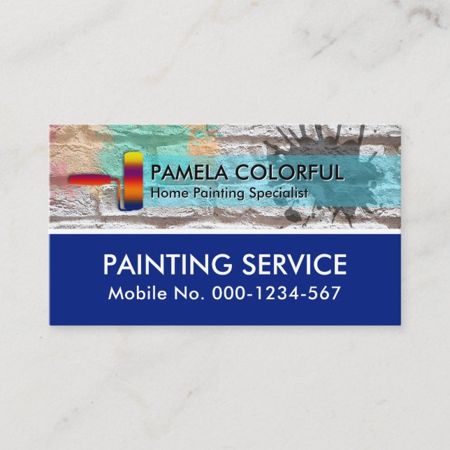 Paint Splatter On Brick Wall Painter Business Card (Front)
