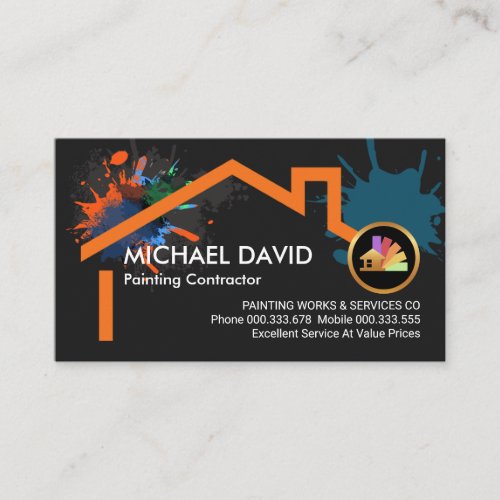 Paint Splatter On Building Home Frame Business Card