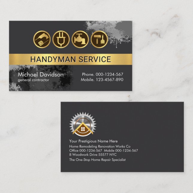 Paint Splatter On Grey Layers Business Card (Front/Back)