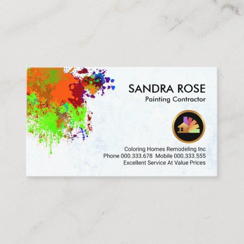 Paint Splatter On White Peeling Wallpaper Business Card