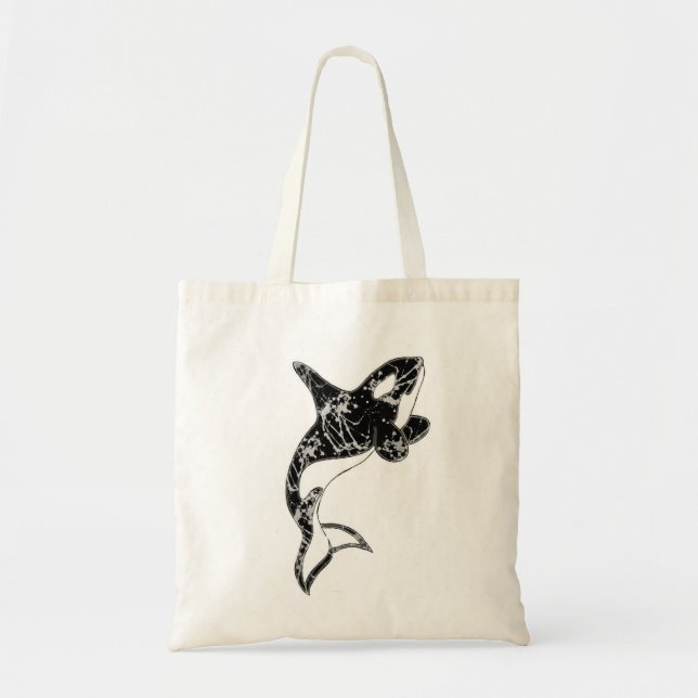 Paint Splatter Orca Art Tote Bag (Front)