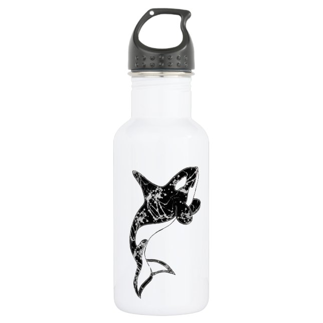 Paint Splatter Orca Art Water Bottle (Front)