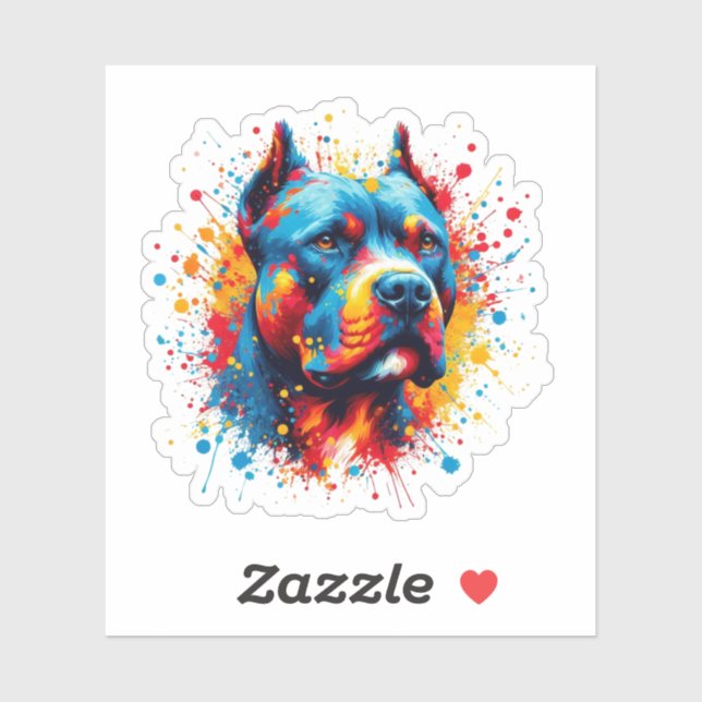 Paint Splatter Pitbull Sticker (Sheet)