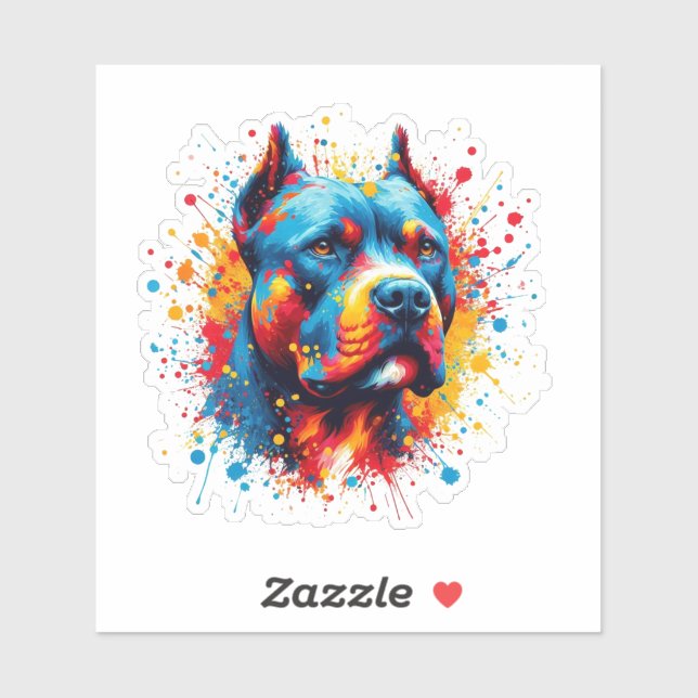 Paint Splatter Pitbull Sticker (Sheet)