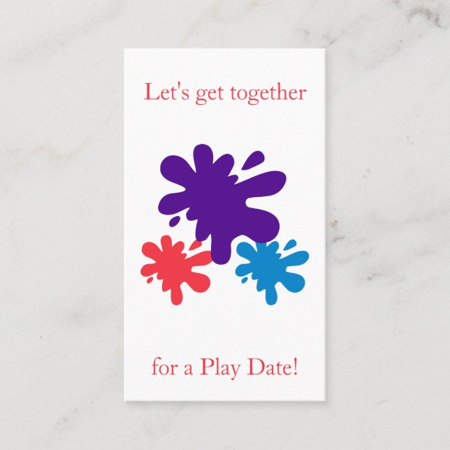 Paint Splatter Playdate Calling Card (Front)