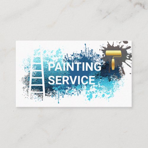 Paint Splatter Roller Brush Ladder Business Card