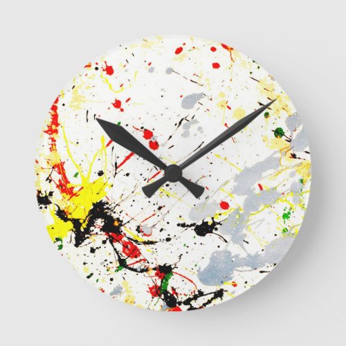Paint Splatter Round Clock