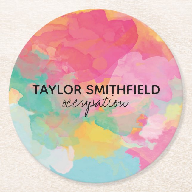 Paint Splatter Round Paper Coaster (Front)