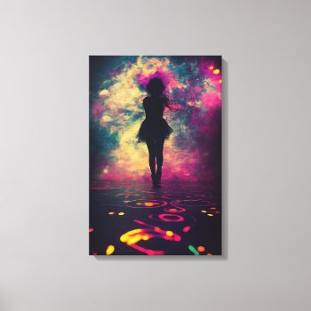 Paint Splatter Shadow Dancer In The Colorful Rain Canvas Print by thatcrazyredhead at Zazzle