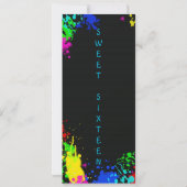 Paint Splatter Sweet Sixteen Custom Invitation (Back)