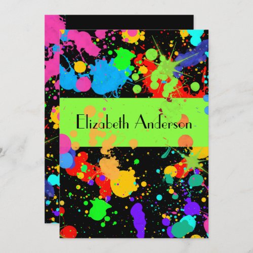 Paint Splatter Sweet Sixteen  Custom Invitation