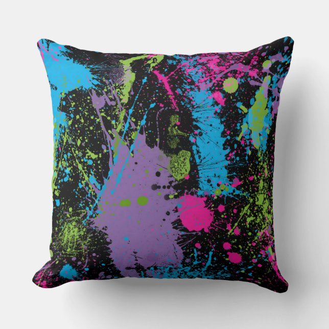 Paint Splatter Throw Pillow (Front)
