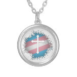 Paint Splatter Transgender Pride Christian Cross Silver Plated Necklace at Zazzle