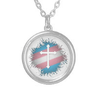Paint Splatter Transgender Pride Christian Cross