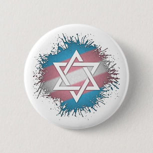 Paint Splatter Transgender Pride Star of David Pinback Button