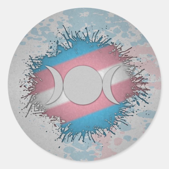 Paint Splatter TransgenderTriple Goddess Moon Classic Round Sticker (Front)