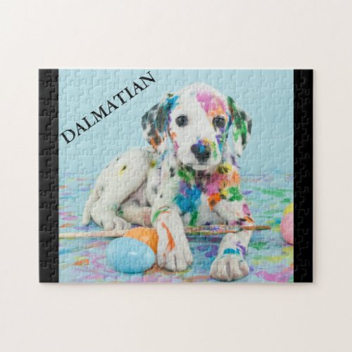 PAINT SPLATTERED DALMATIAN PUPPY PUZZLE JIGSAW PU JIGSAW PUZZLE