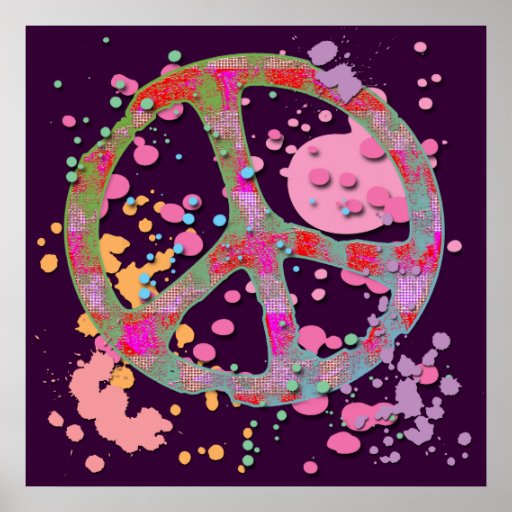 PAINT SPLATTERED PEACE SIGN POSTER | Zazzle