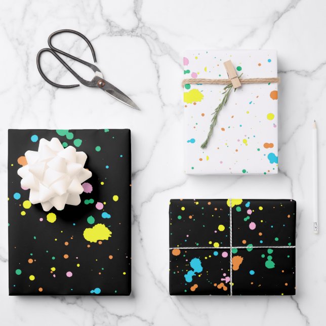 Paint Splatters Abstract Wrapping Paper Sheets (Front)