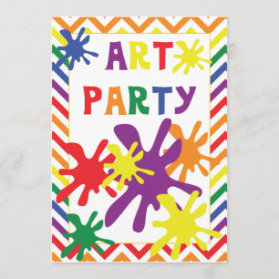 Paint Splatters Art Party 5x7 Birthday Invitation