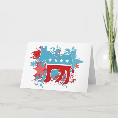 Paint Splatters Democrat Donkey Card